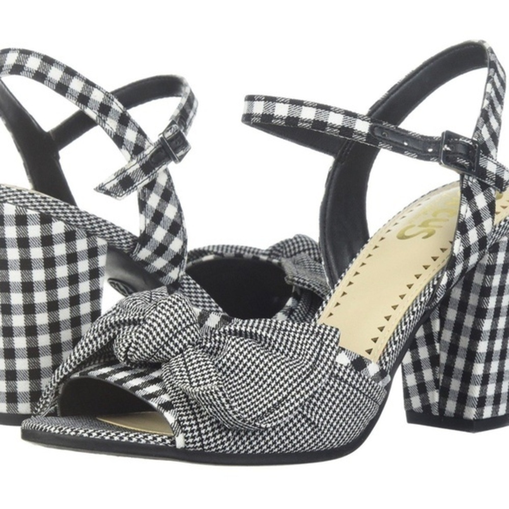 Sam Edelman Black & White Eva Gingham Sandal 6 - Picture 2 of 8